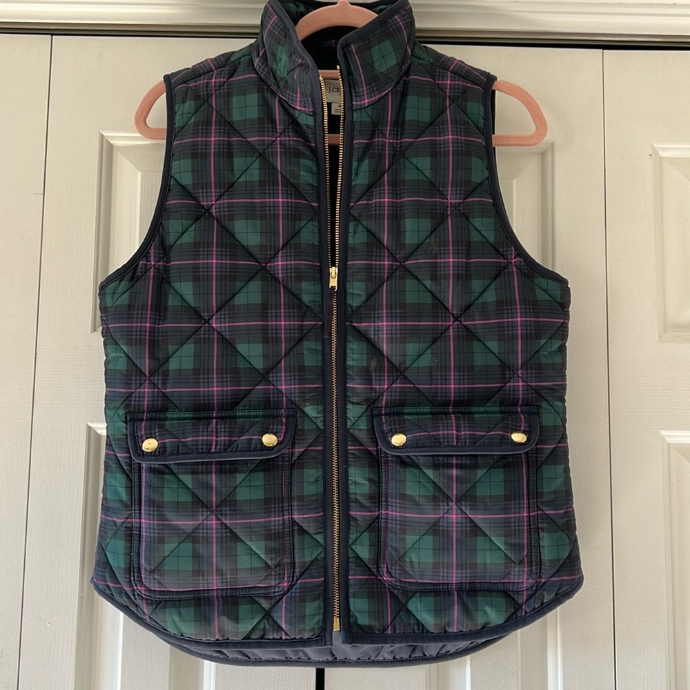 EUC Jcrew Holiday Tartan Puffer Vest